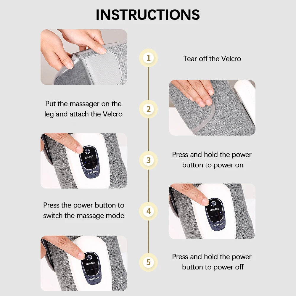 Eletric 360° Air Pressure Calf Massager Wireless Leg Massage 3 Mode Airbag Compresstion Relax Foot Calf Muscle Blood Circulation